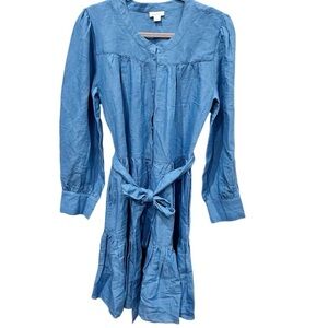 Sundance Dress Women's Large Elderflower Linen Blend Button Shirtdress Western